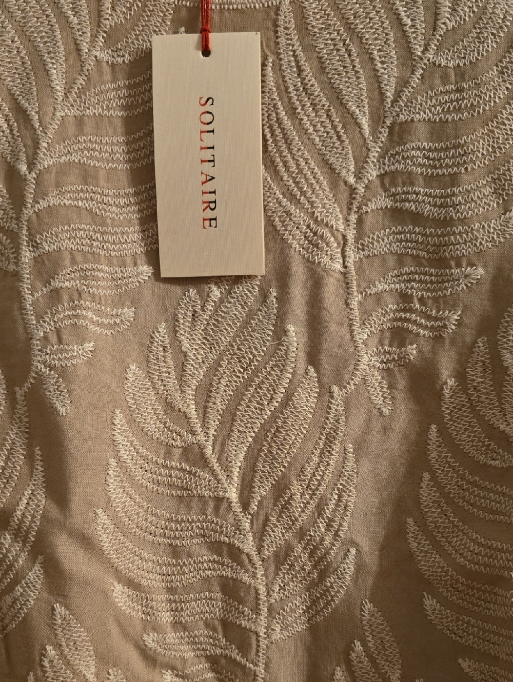 Solitaire Tan Embroidered Puff-Sleeve Blouse - Picture 5 of 10